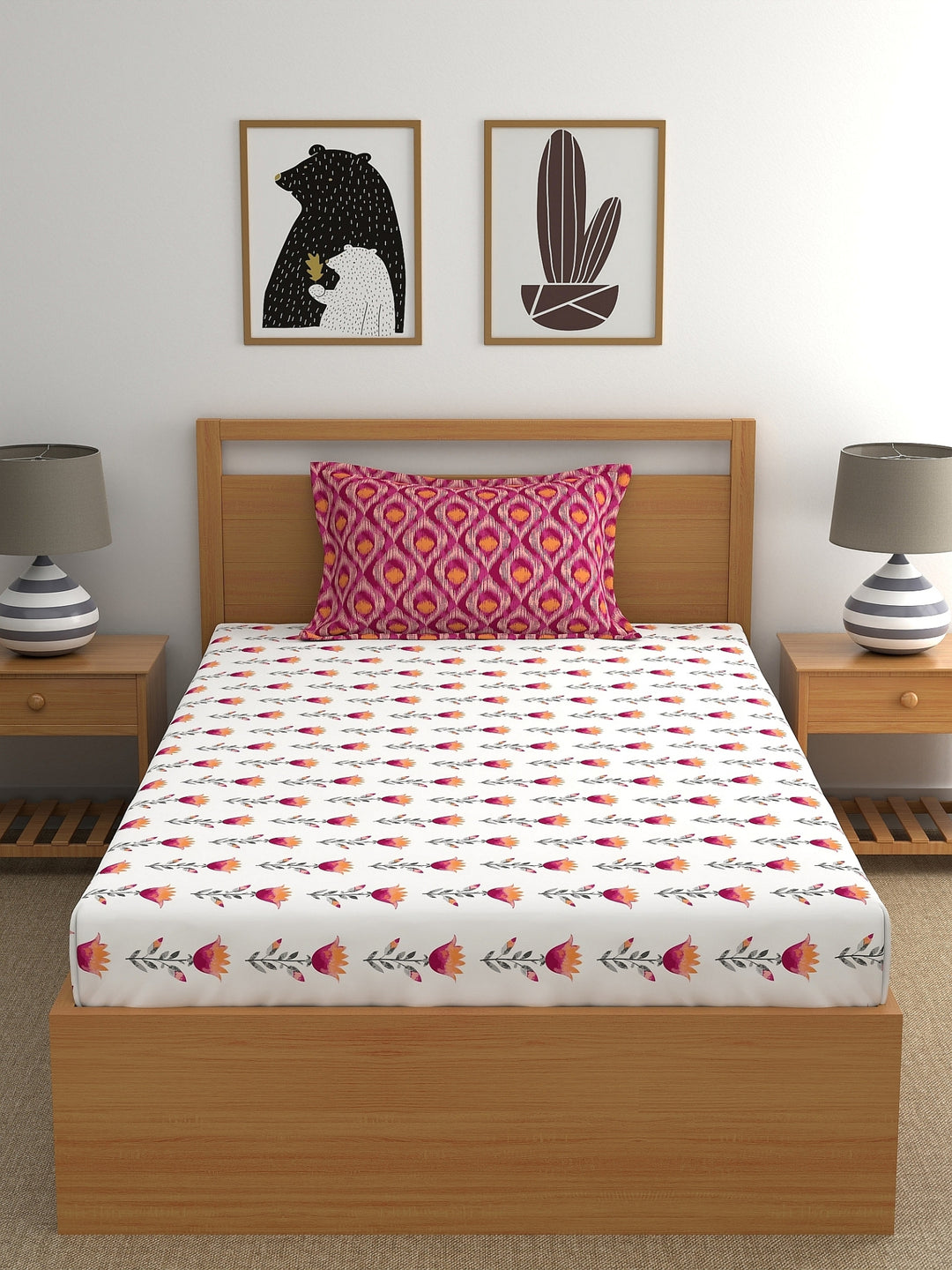 Home Ecstasy 100% 180TC Cotton Floral Bedsheet Set