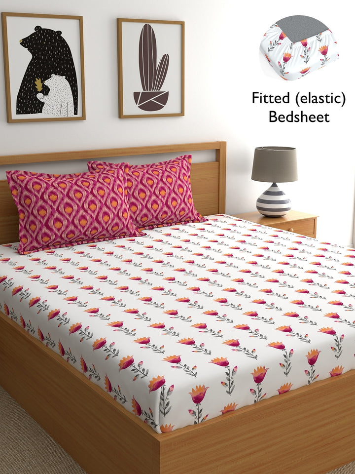 Home Ecstasy 100% 180TC Cotton Floral Bedsheet Set