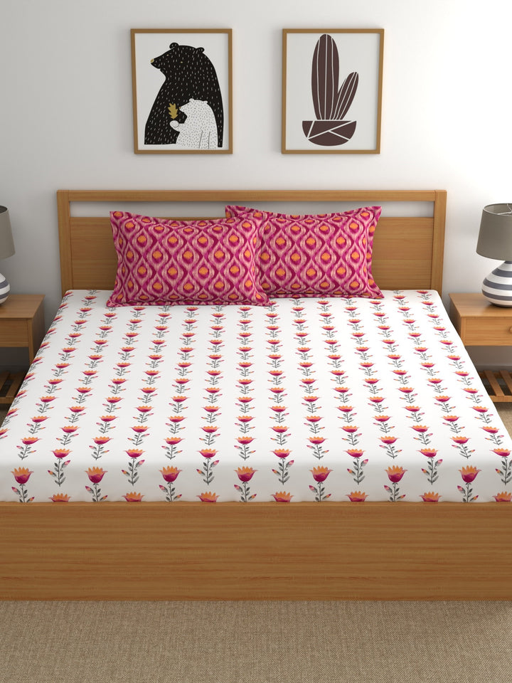 Home Ecstasy 100% 180TC Cotton Floral Bedsheet Set