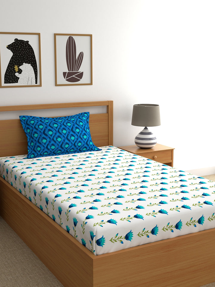 Home Ecstasy 100% 180TC Cotton Floral Bedsheet Set