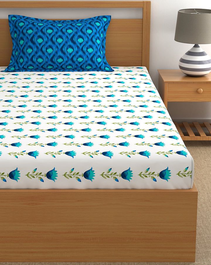 Home Ecstasy 100% 180TC Cotton Floral Bedsheet Set