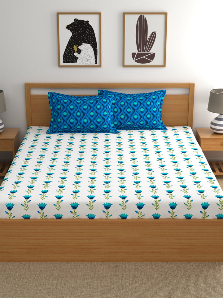 Home Ecstasy 100% 180TC Cotton Floral Bedsheet Set