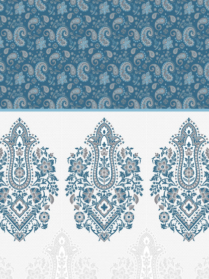 Dreamscape 100% Cotton Ethnic Bedsheet Set | 200 TC | Deep Blue