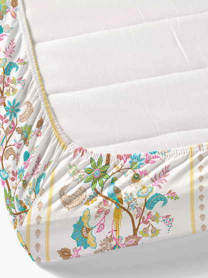 Dreamscape 100% Cotton Ethnic Bedsheet Set | 200 TC | Blue