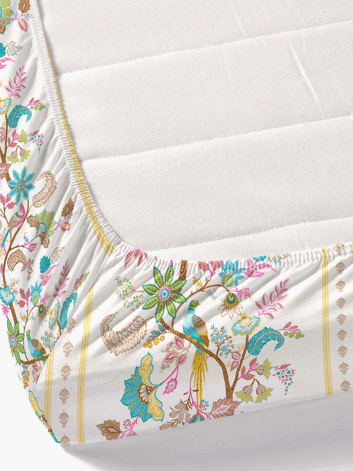 Dreamscape 100% Cotton Ethnic Bedsheet Set | 200 TC | Blue
