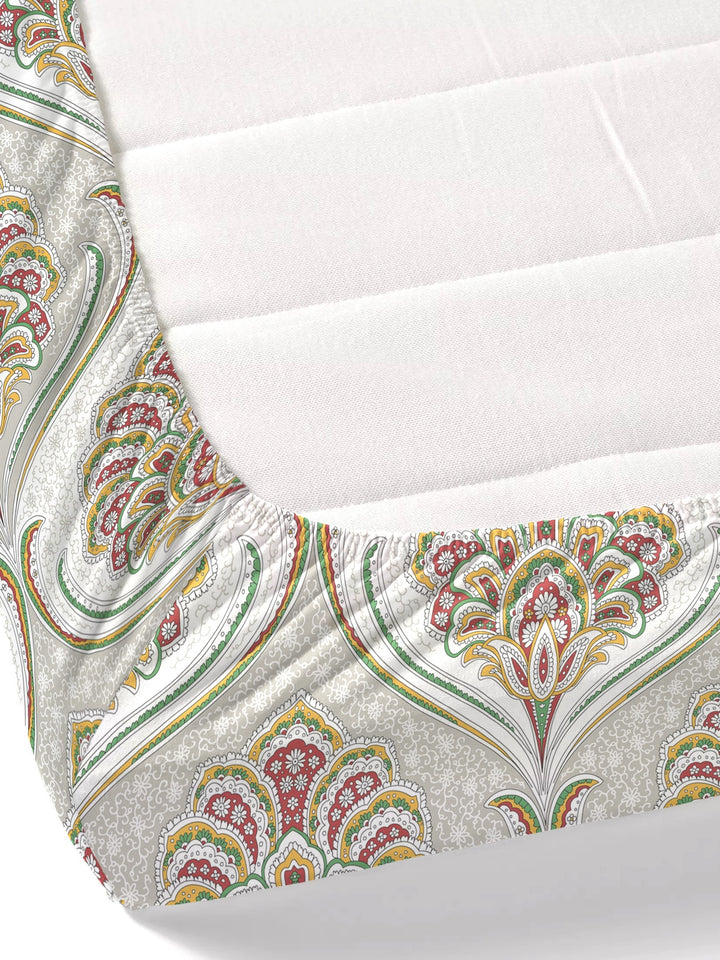 Dreamscape 100% Cotton Ethnic Bedsheet Set | 200 TC | Red