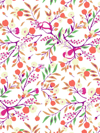 Dreamscape 100% Cotton 180 TC Floral Bedsheet Set - Colour: Orange