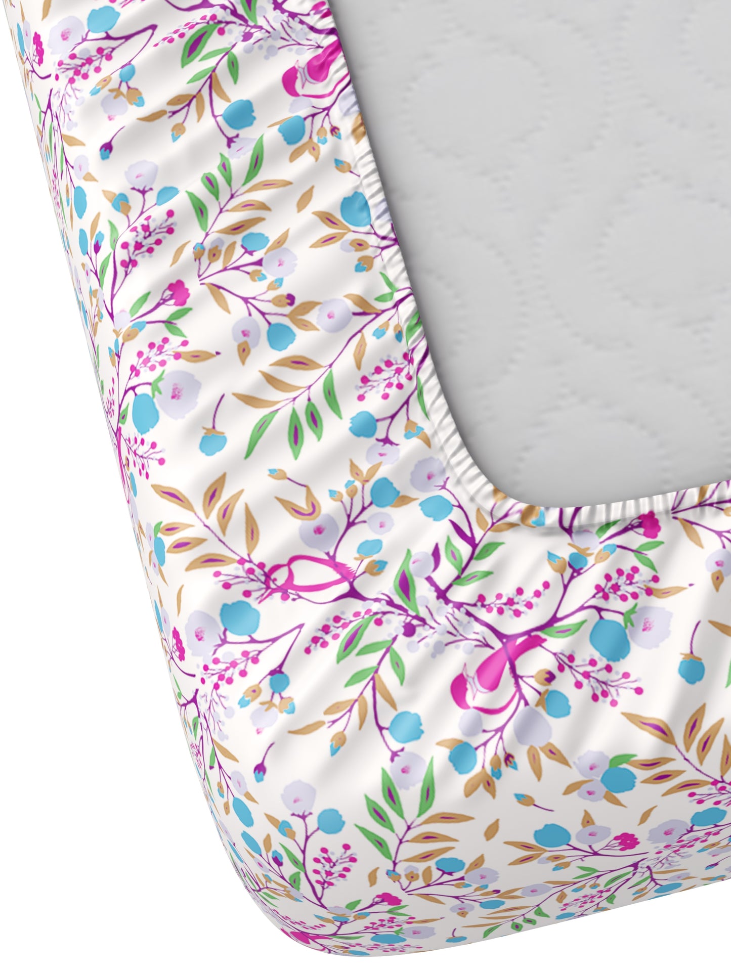 Dreamscape 100% Cotton 180 TC Floral Bedsheet Set - Colour: Blue
