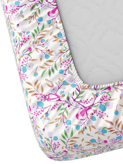 Dreamscape 100% Cotton 180 TC Floral Bedsheet Set - Colour: Blue