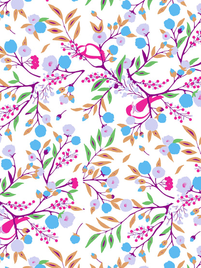 Dreamscape 100% Cotton 180 TC Floral Bedsheet Set - Colour: Blue