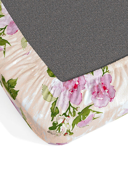 Dreamscape 100% Cotton 180 TC Floral Bedsheet Set - Colour: Pink