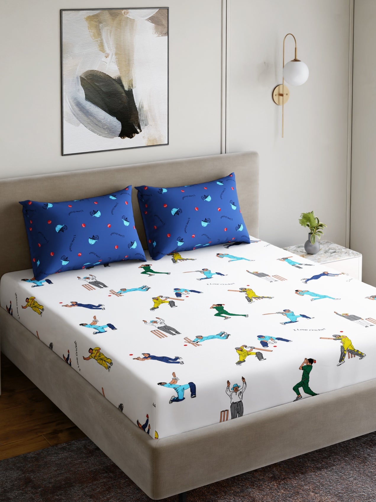 Home Ecstasy 100% Cotton Sateen King Bedsheet Set | 200 TC | Cricketmania