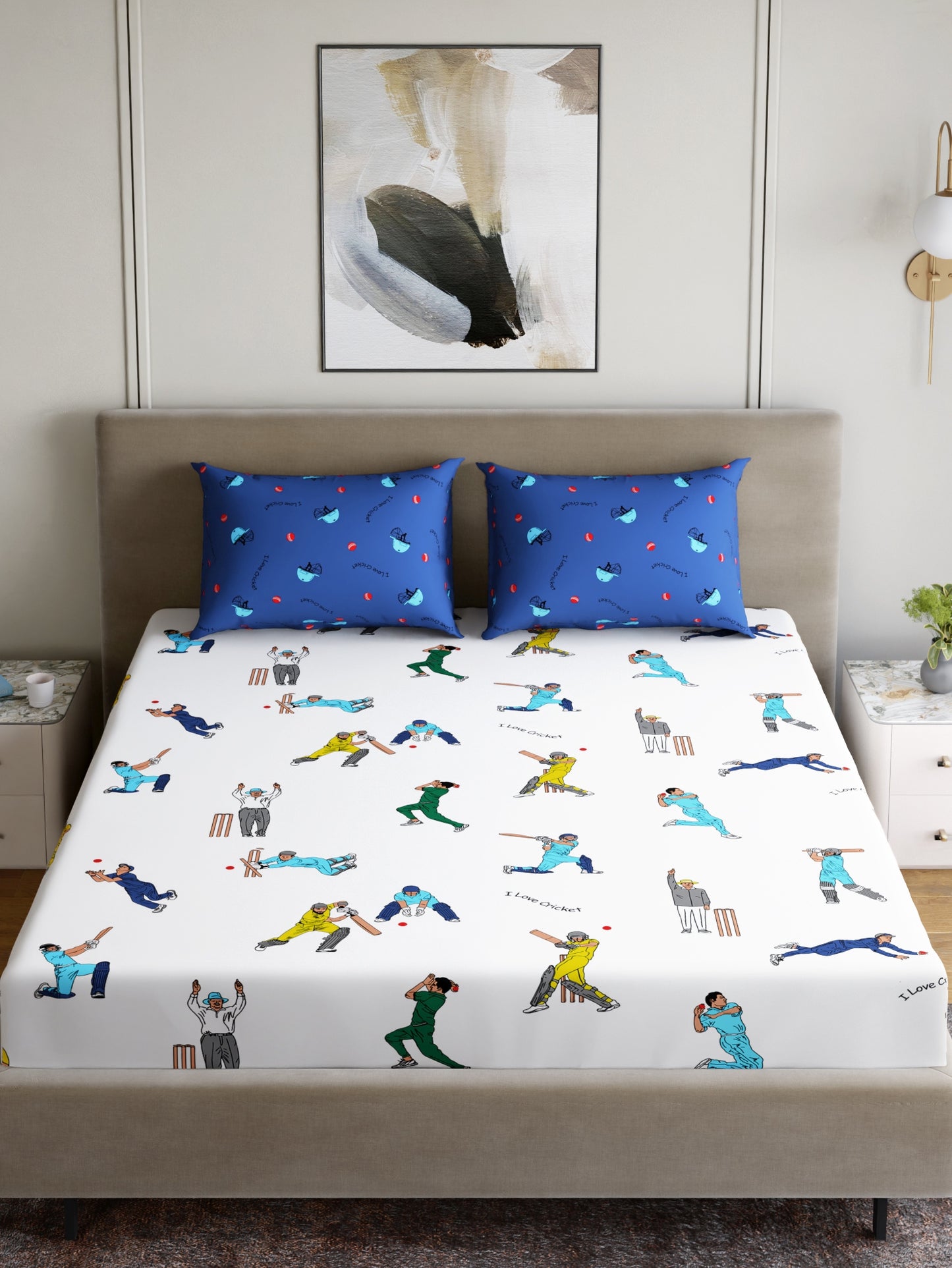 Home Ecstasy 100% Cotton Sateen King Bedsheet Set | 200 TC | Cricketmania