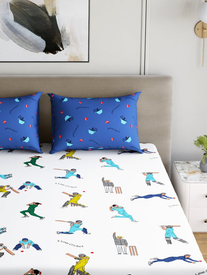 Home Ecstasy 100% Cotton Sateen King Bedsheet Set | 200 TC | Cricketmania