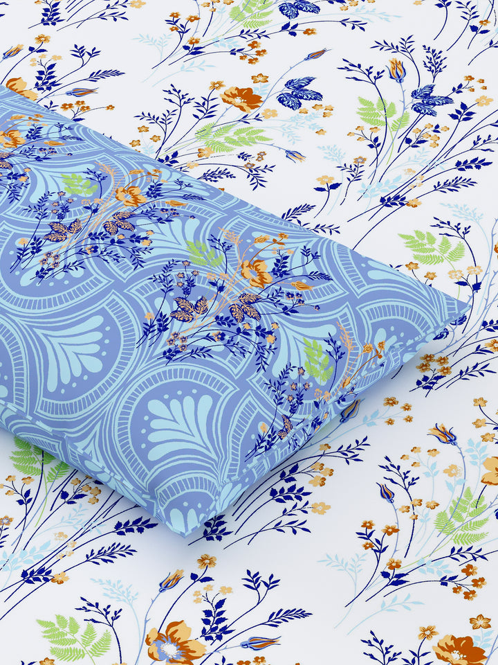 Home Ecstasy 100% Cotton 140TC Floral Bedsheet Set, Premium