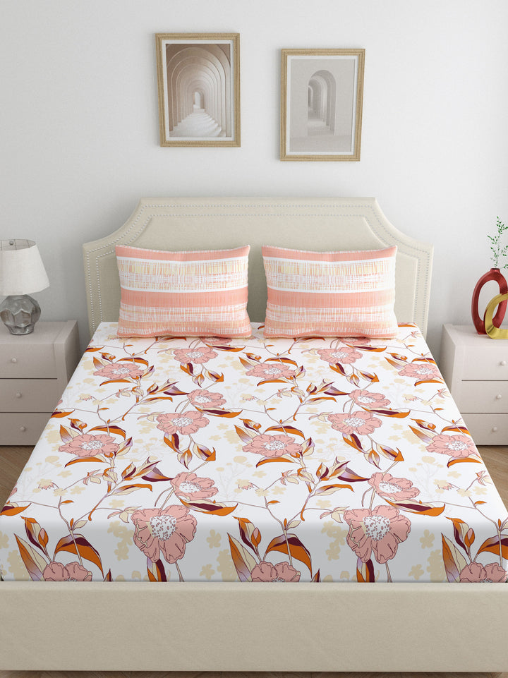Home Ecstasy 100% Cotton 140TC Floral Bedsheet Set, Premium