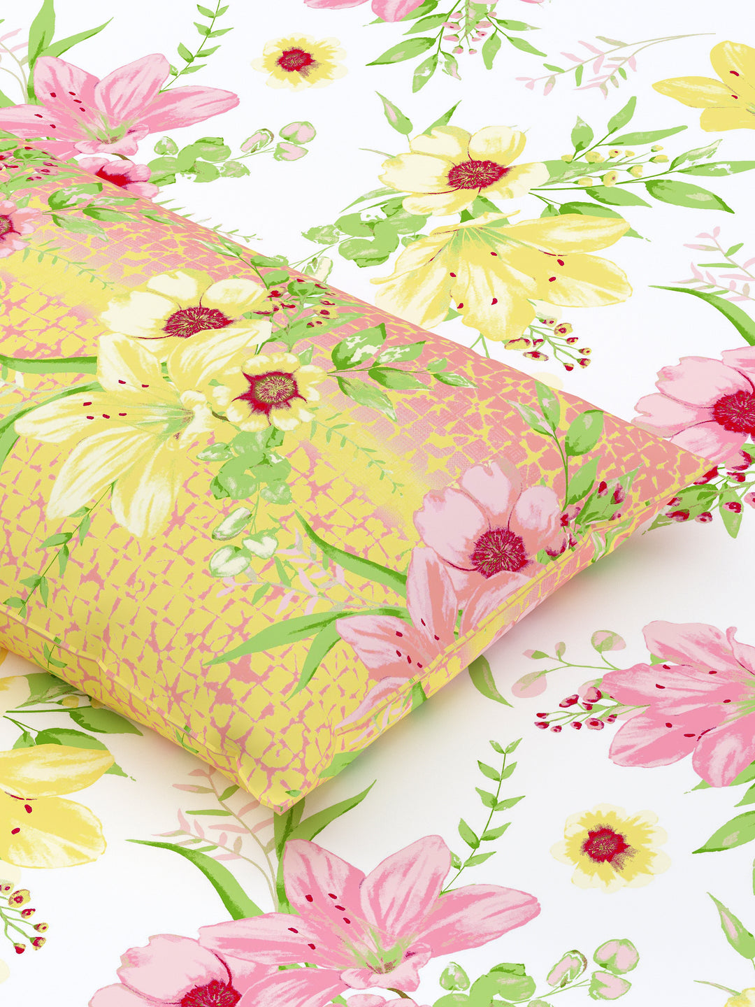 Home Ecstasy 100% Cotton 140TC Floral Bedsheet Set, Premium