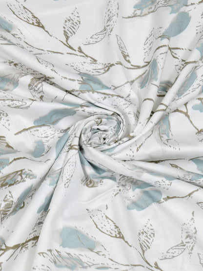 Home Ecstasy 100% Cotton 300 TC Floral Bedsheet Set - Colour: White