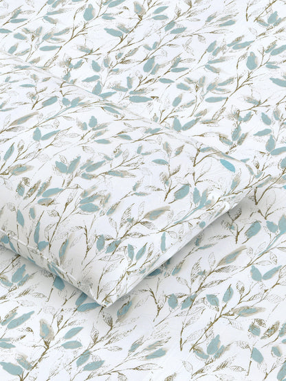 Home Ecstasy 100% Cotton 300 TC Floral Bedsheet Set - Colour: White