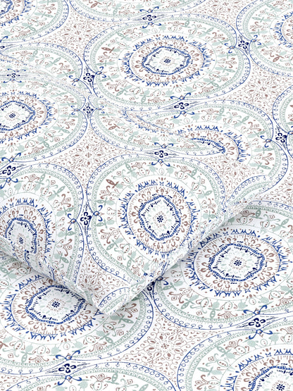 Home Ecstasy 100% Cotton 300 TC Floral Bedsheet Set - Colour: Blue