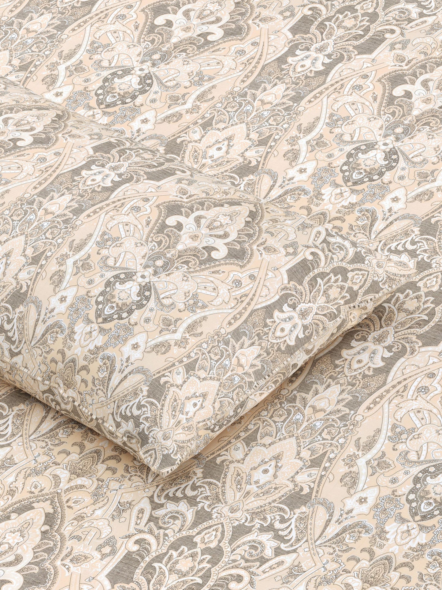 Home Ecstasy 100% Cotton 300 TC Floral Bedsheet Set - Colour: Lt.Brown