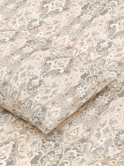 Home Ecstasy 100% Cotton 300 TC Floral Bedsheet Set - Colour: Lt.Brown