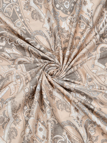 Home Ecstasy 100% Cotton 300 TC Floral Bedsheet Set - Colour: Lt.Brown