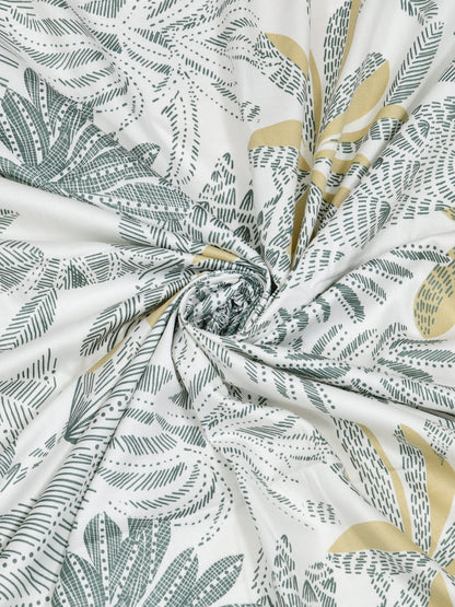 Home Ecstasy 100% Cotton 300 TC Floral Bedsheet Set - Colour: Green