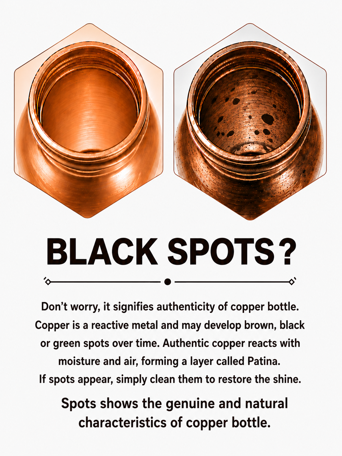 Home Ecstasy 100% Pure Copper Water Bottle | Leak Proof, Durable & Rust Proof | Non-Toxic & BPA Free Bottle | Eco Friendly Water Bottle (900 ml) (Pack of 1)