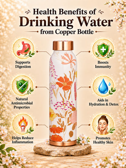 Home Ecstasy 100% Pure Copper Water Bottle | Leak Proof, Durable & Rust Proof | Non-Toxic & BPA Free Bottle | Eco Friendly Water Bottle (900 ml) (Pack of 1)