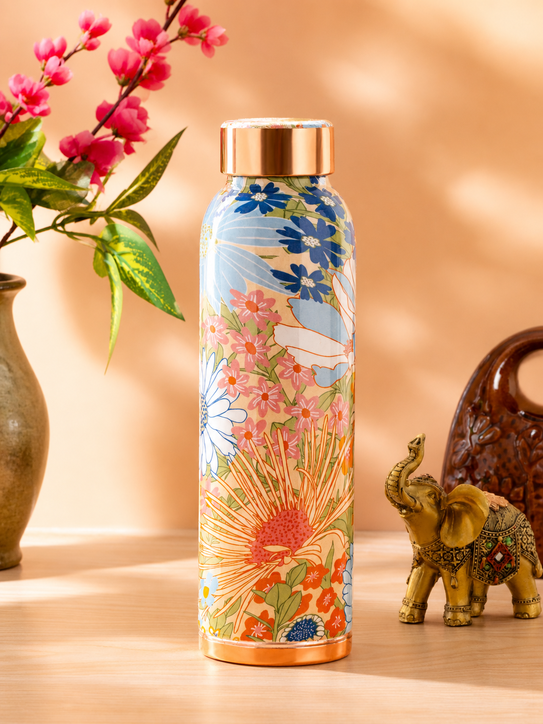 Home Ecstasy 100% Pure Copper Water Bottle | Leak Proof, Durable & Rust Proof | Non-Toxic & BPA Free Bottle | Eco Friendly Water Bottle (900 ml) (Pack of 1)