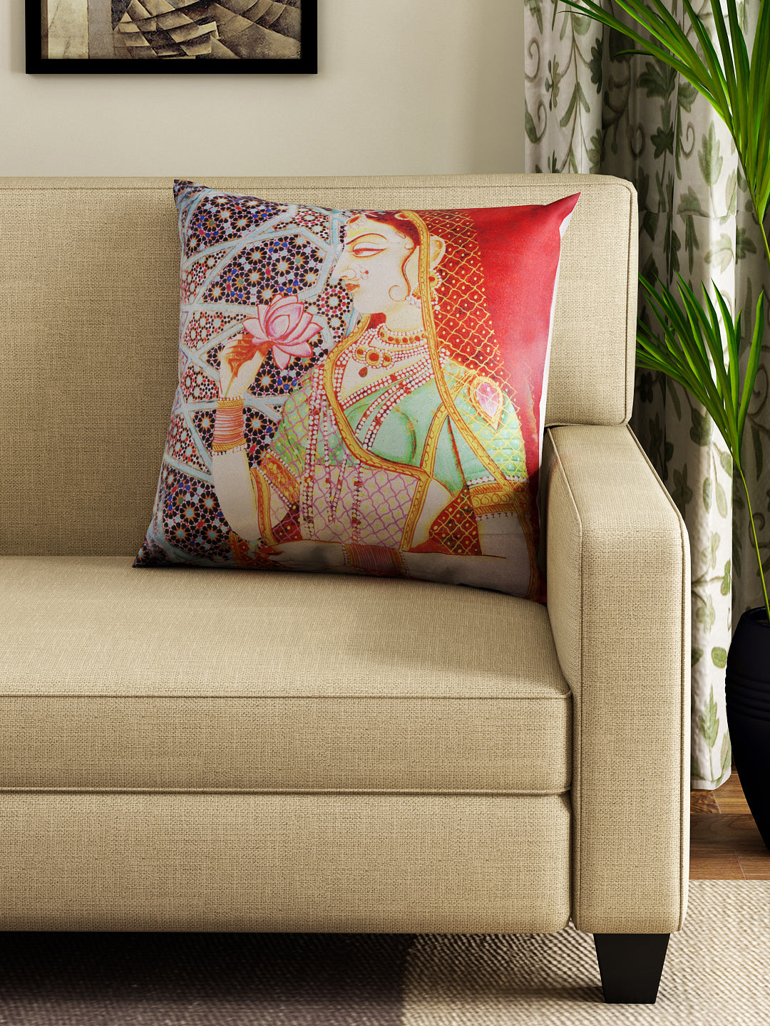 Dreamscape 100% Polyester Printed Multi Cushion Cover 16"x16" (Set of 2) | 140 TC | Multi