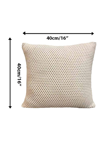 Home Ecstasy 100% Cotton Embroidered Beige Cushion Cover 16"x16" (Set of 2) | 140 TC | Beige