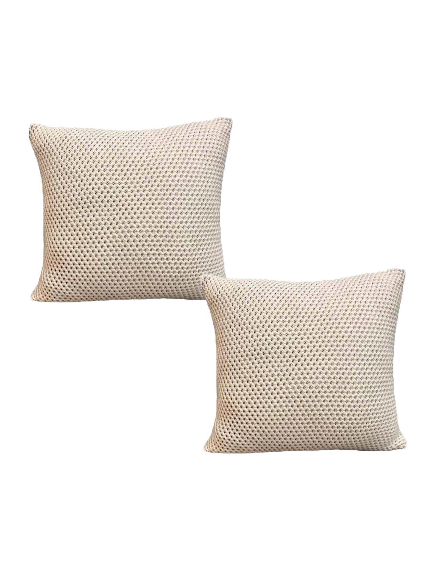 Home Ecstasy 100% Cotton Embroidered Beige Cushion Cover 16"x16" (Set of 2) | 140 TC | Beige