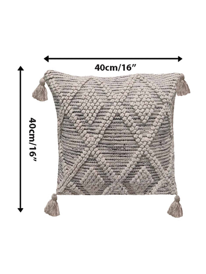 Home Ecstasy 100% Cotton Embroidered Beige Cushion Cover 16"x16" (Set of 2) | 140 TC | Beige