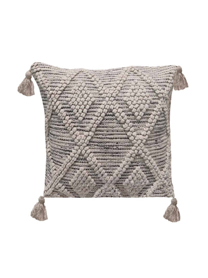 Home Ecstasy 100% Cotton Embroidered Beige Cushion Cover 16"x16" (Set of 2) | 140 TC | Beige