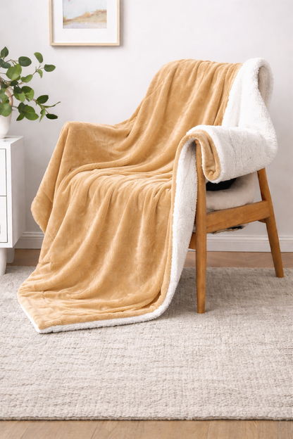 Home Ecstasy Sherpa Blanket 350 GSM - Colour: Gold