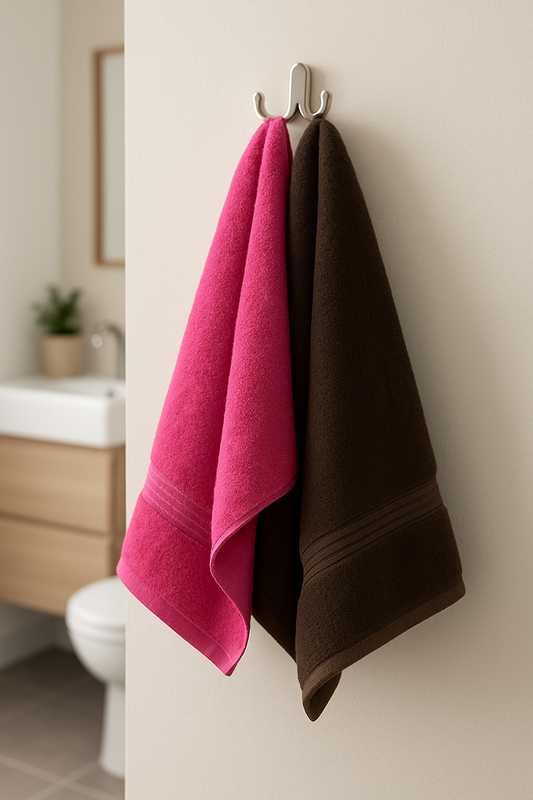 Dreamscape 100% Cotton 520 GSM Bath Towel Set of 2 | Coral & Brown