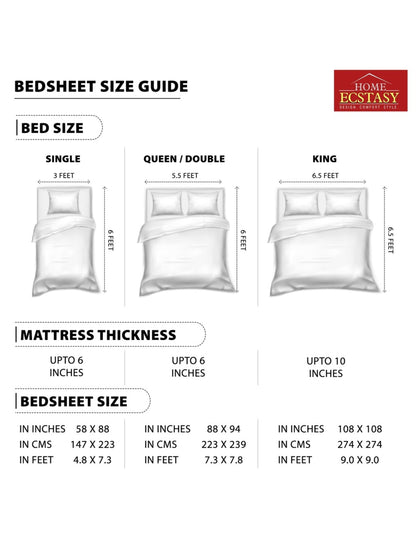 Home Ecstasy 100% Cotton 140 TC Floral Bedsheet Set - Colour: Beige