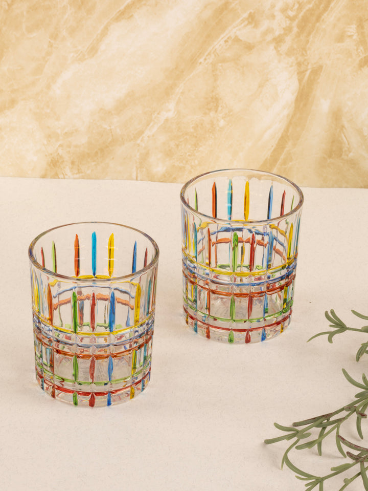 Home Ecstasy Premium Printed Glasses | Perfect for Home | 330 ml | Prism Stripes | Pack of 6