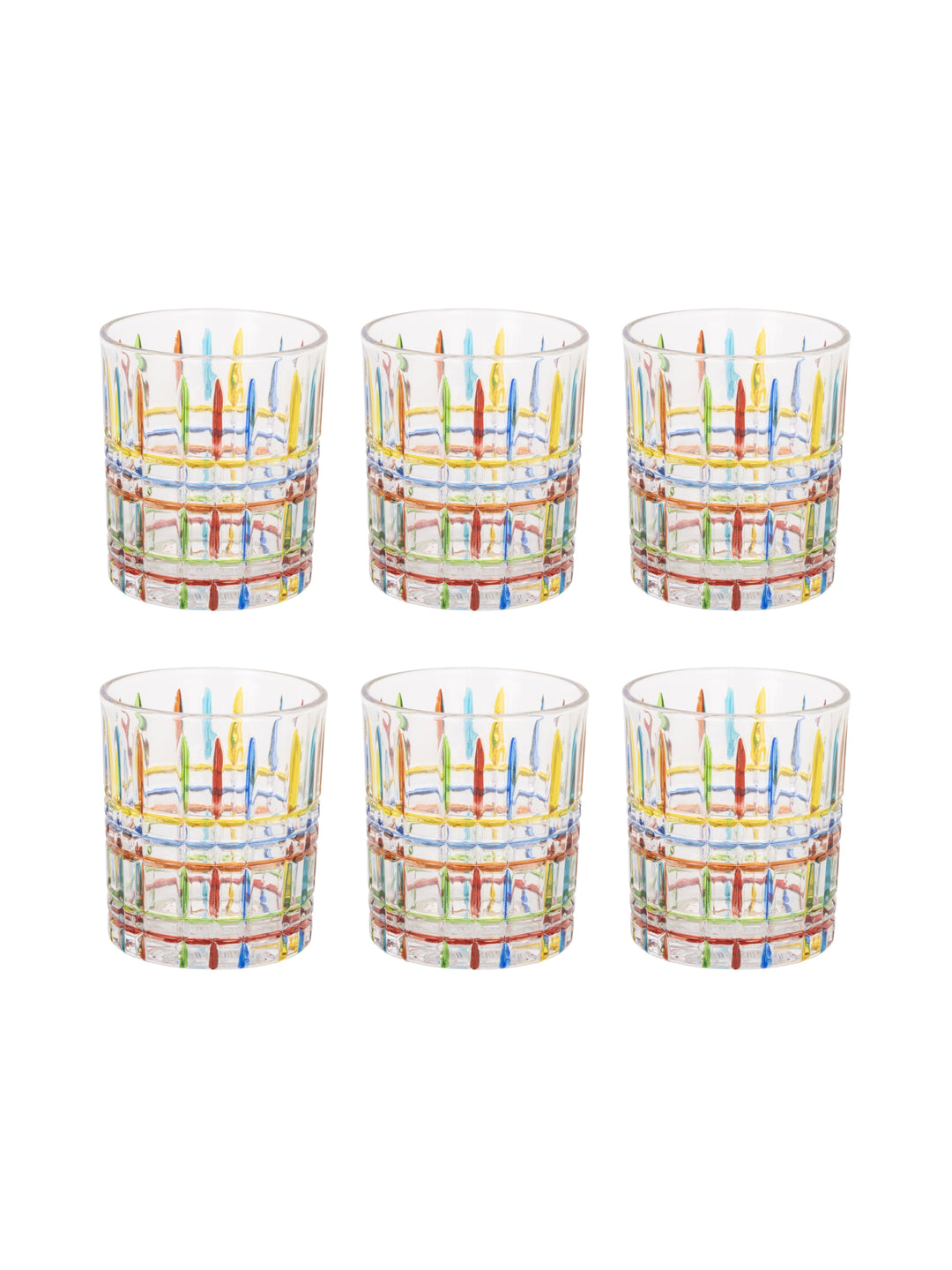 Home Ecstasy Premium Printed Glasses | Perfect for Home | 330 ml | Prism Stripes | Pack of 6