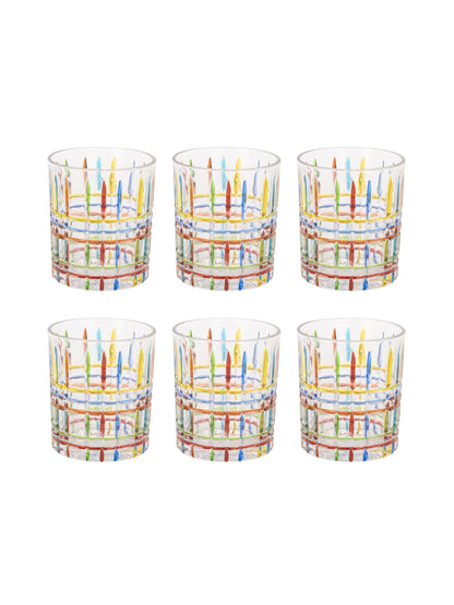 Home Ecstasy Premium Printed Glasses | Perfect for Home | 330 ml | Prism Stripes | Pack of 6