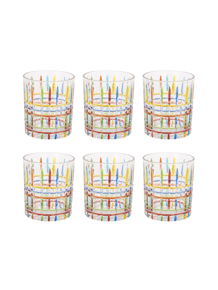 Home Ecstasy Premium Printed Glasses | Perfect for Home | 330 ml | Prism Stripes | Pack of 6