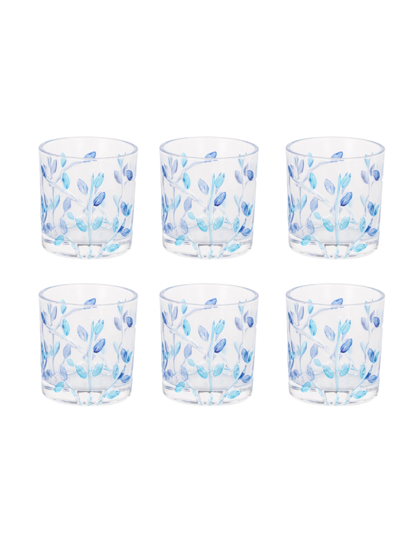 Home Ecstasy Premium Printed Glasses | Perfect for Home | 330 ml | Blue Wilow | Pack of 6