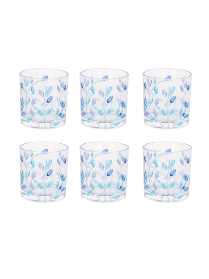 Home Ecstasy Premium Printed Glasses | Perfect for Home | 330 ml | Blue Wilow | Pack of 6