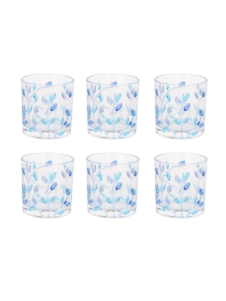 Home Ecstasy Premium Printed Glasses | Perfect for Home | 330 ml | Blue Wilow | Pack of 6