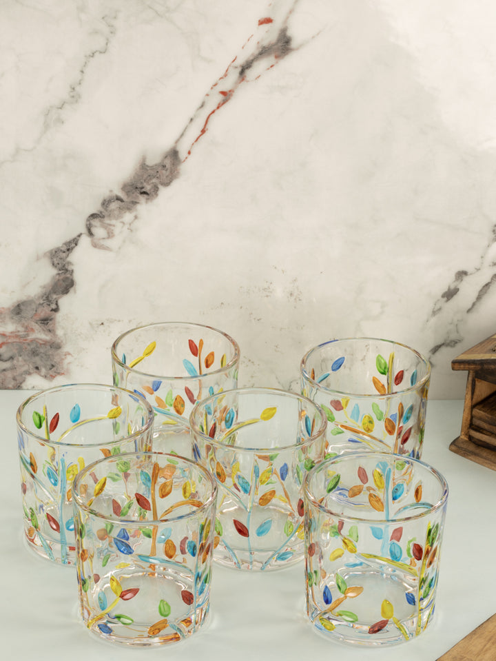 Home Ecstasy Premium Printed Glasses | Perfect for Home | 330 ml | Autumn Bloom | Pack of 6