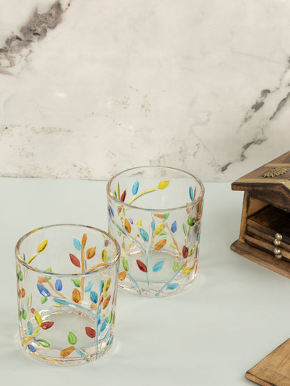 Home Ecstasy Premium Printed Glasses | Perfect for Home | 330 ml | Autumn Bloom | Pack of 6