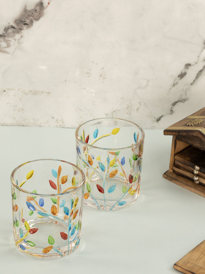 Home Ecstasy Premium Printed Glasses | Perfect for Home | 330 ml | Autumn Bloom | Pack of 6
