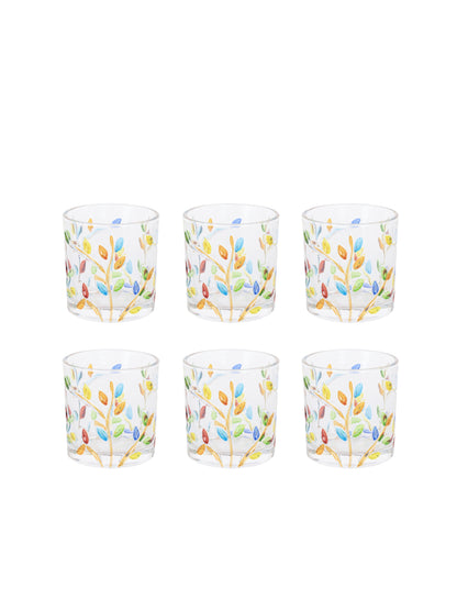 Home Ecstasy Premium Printed Glasses | Perfect for Home | 330 ml | Autumn Bloom | Pack of 6